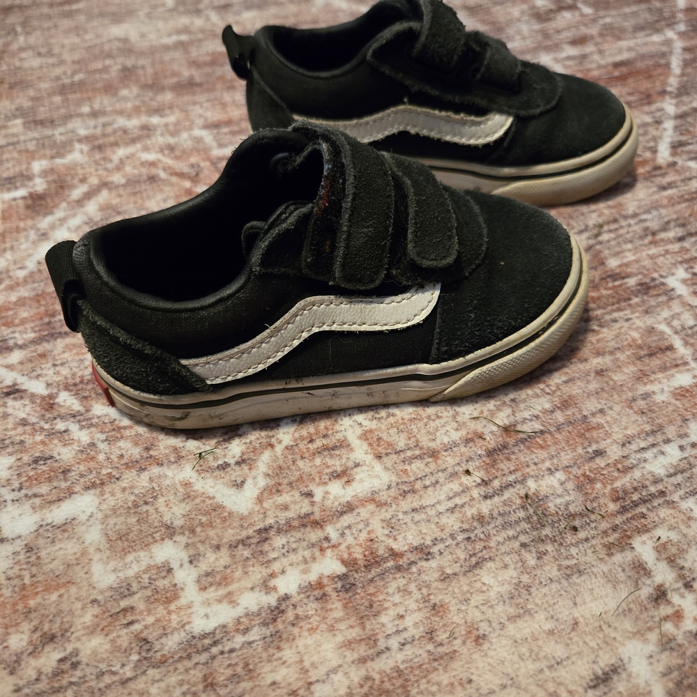 Vans Kids Black and White Velcro Sneakers